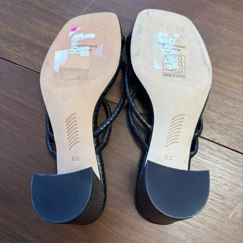 NWOT Black Paige Chunky Heel Sandal Women Size‎ 6.5